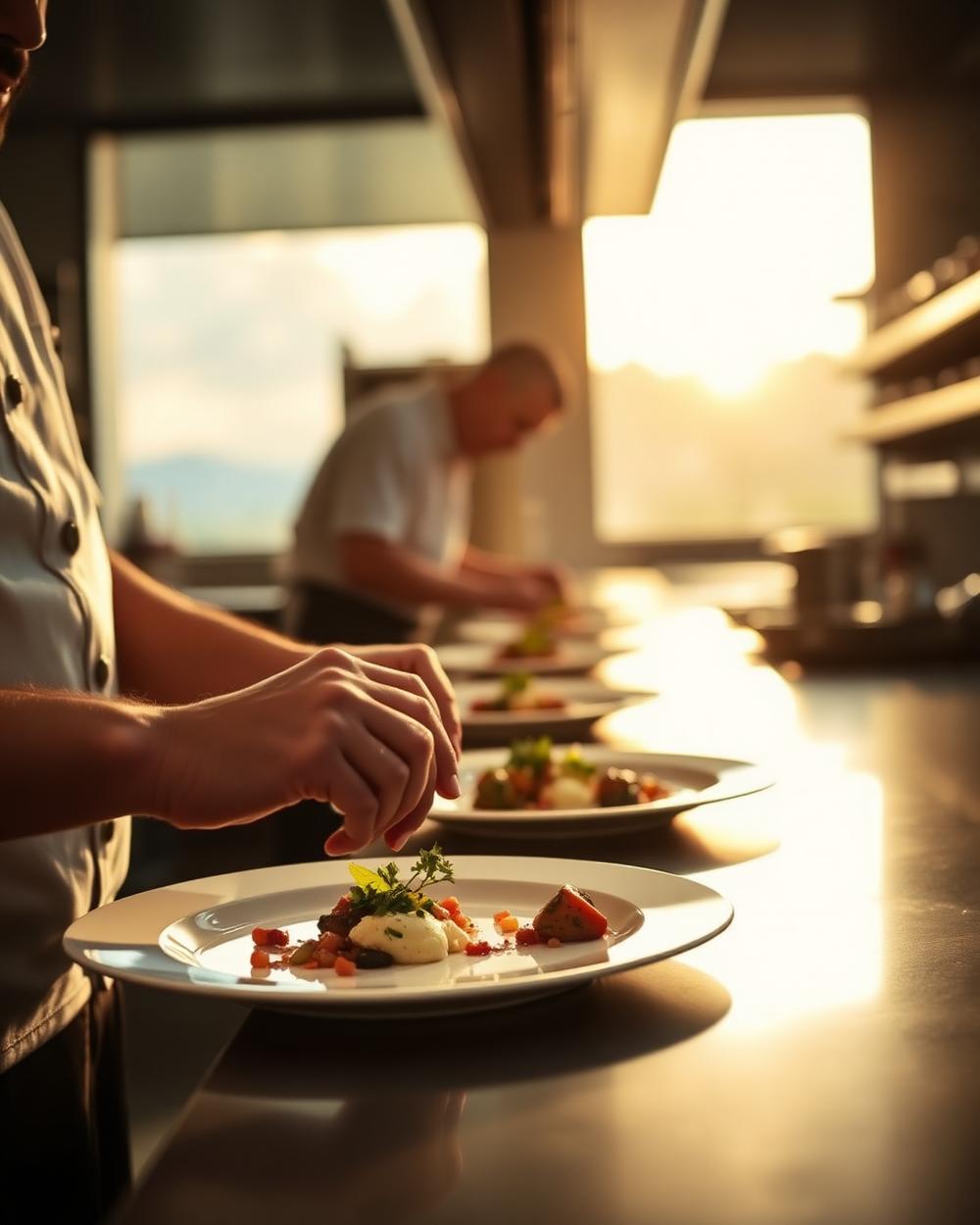 Chef emplatando durante una cena privada