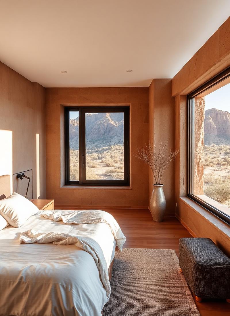 Habitación contemporánea con vista a la sierra